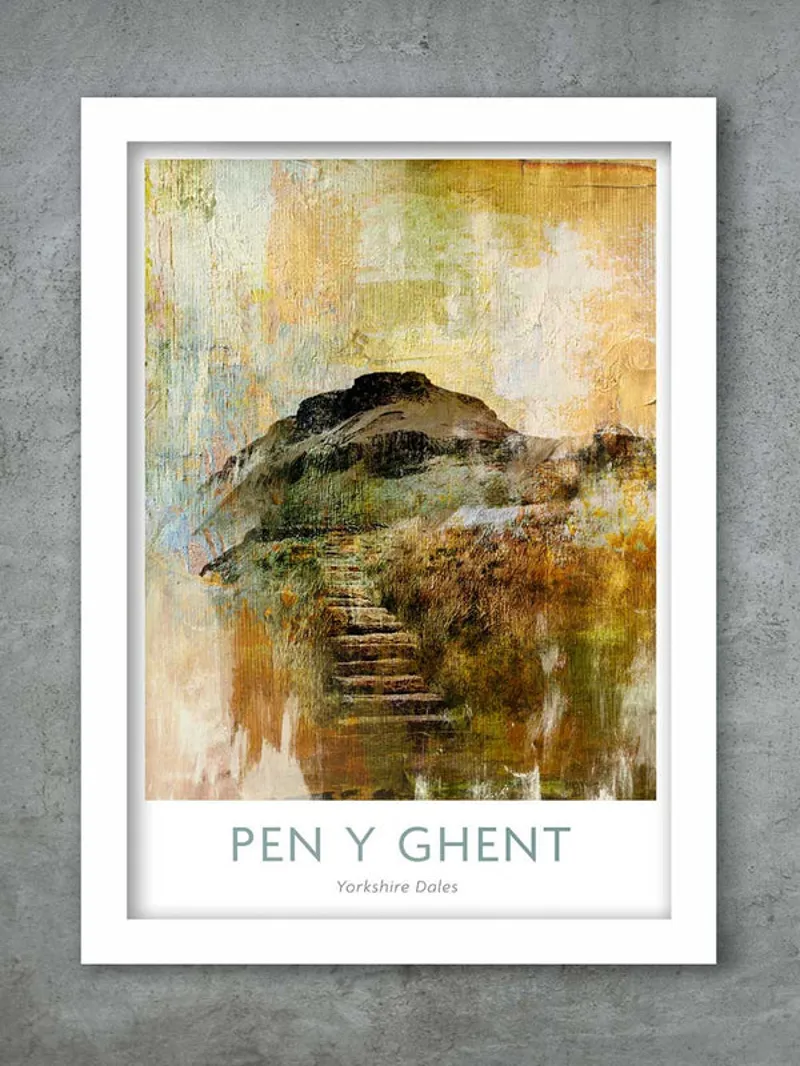 Pen-Y-Ghent - A3 Abstract Poster Print in an Oak Frame